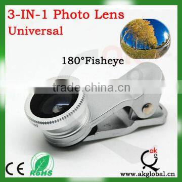 3 in 1 Camera Lens Kit Designed for Apple iPhone 4 4S iPad (Fish Eye Lens, Wide Angle + Micro Lens)