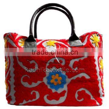 RTHHB-28 Special Gift For Ladies Embroidered Uzbek Suzani Large Canvas Handbags / bags India Wholesaler Manufacturers