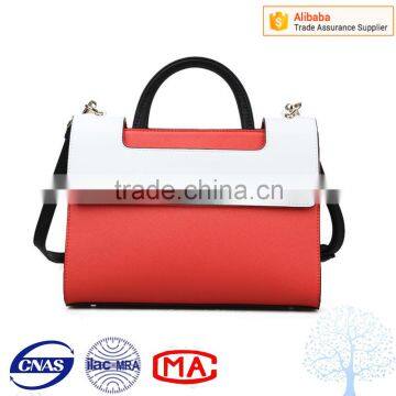 Red and white office women tote bag and saffiano leather bag for travel