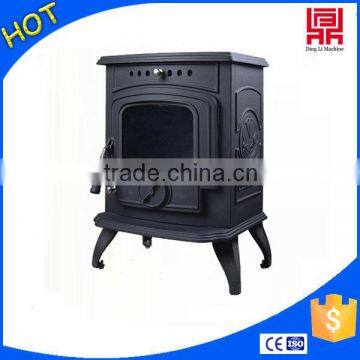 Light real flame imitation burning wood stove with cast iron grates