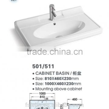 FOSHAN LELIN ceramic L810mm cabinet basin small size vanities top bathroom basin of LT-027