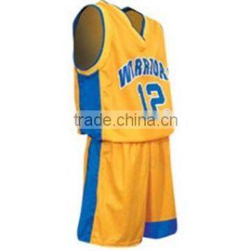 100% Polyester V-neck Cut and Sew Basketball Uniform