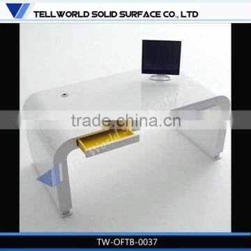 Top design cool Acrylic solid surface high gloss half round office desk