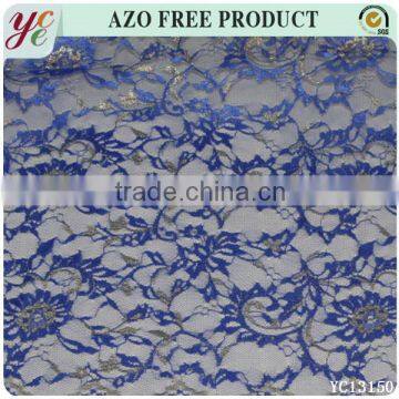 China wedding dress silver thread floral lace fabric