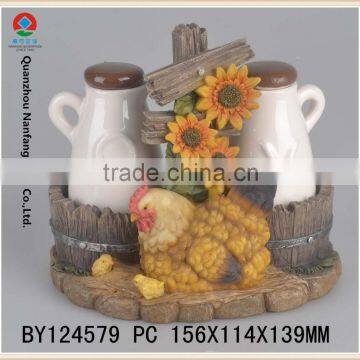 Farm Style Oil & Vinegar Holder Polyresin Kitchen Set