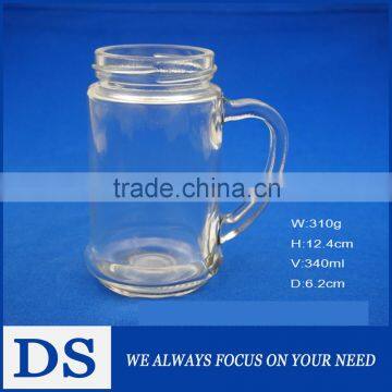 340ml Wholesale High Quality Clear Old Fashioned Glass Cup With Handle