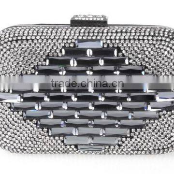 Glass pu lady bag shining crystal pu clutch evening bags