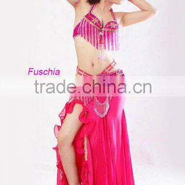 Wuchieal Hot Sexy Nice Ruffle Skirt for Ladies, Only One Side Slit Belly Dance Skirt With Golden Edges Finishing photo-2