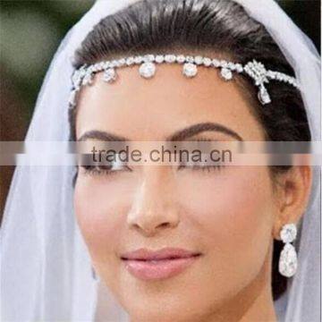 Crystal Frontlet Forehead Head Chain Wedding Bridal Jewelry Drape Headpiece Hair Band