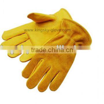 Cow Grain Leather Palm Keystone Thumb Driver Glove