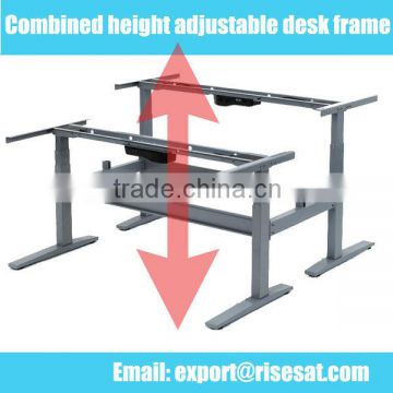 Combined height adjustable desk frame