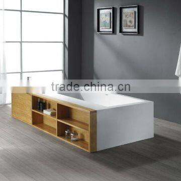 Stone Bathtub,wood Cabinet,solid Stone Bathtub