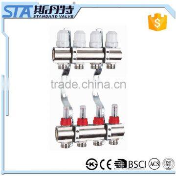 ART.5006 wholesale forged CW617n material central underfloor heating system brass manifold accessories flow meter manifold