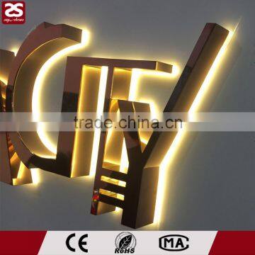 CE certified stainless steel metal signage outdoor illuminated sign letter