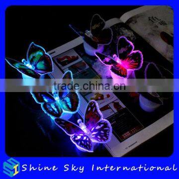 Novelty Multicolor Fiber Optic Butterfly Light LED Flashing Butterfly For Wedding Room/Party Decoration