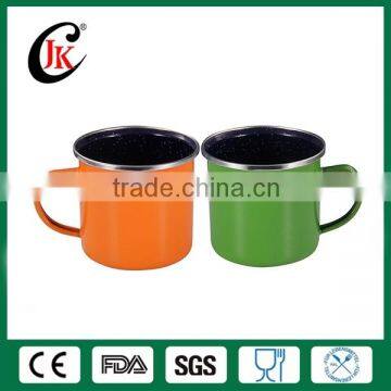 Wholesale Promotional Solid Color Enamel Camping Mug with Stainless Steel Rim