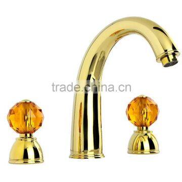 Two Crystal Handle Brass Basin Mixer Faucet