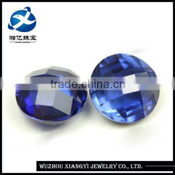 China synthetic corundum rough 6mm 34# round shape double checkerboard cut corundum