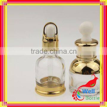 shoulder glass dropper beard oil bottle gold lid withe rubber GSB-0012R