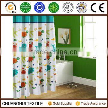 polyester printed with sea animal shower curtain for children