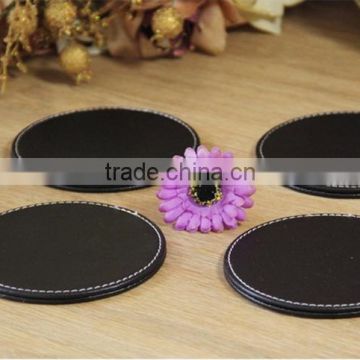 Boshiho Black PU leather coaster for tea or sundries