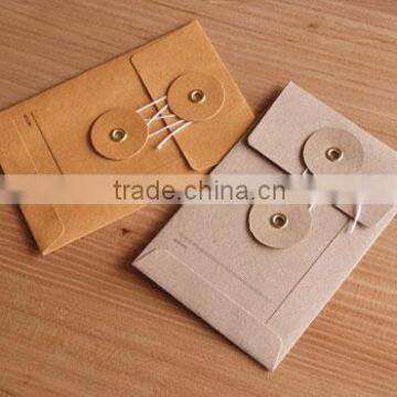 Mini Vintage Retro Kraft Paper Envelopes Brown Kraft Paper Envelop With String With Eyelets photo-3