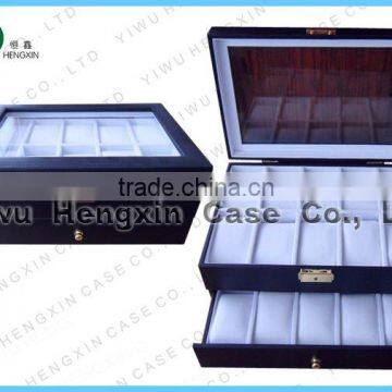 PU watch display case with 2 drawers,acrylic jewelry show case