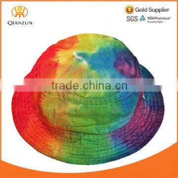 sun protection streetwear tie dyed bucket hat 100% cotton custom tie dye rainbow bucket hat