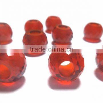 AAA Quality Red Color Quarts Faceted Handmade Big Hole Round Ball Beads
