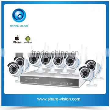 Shenzhen factory coaxial 8ch bullet ip camera wireless cctv system