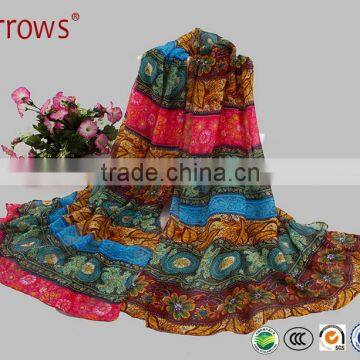 Fashion Design Ethnic Style Cotton Viscose Scarves and Shawls