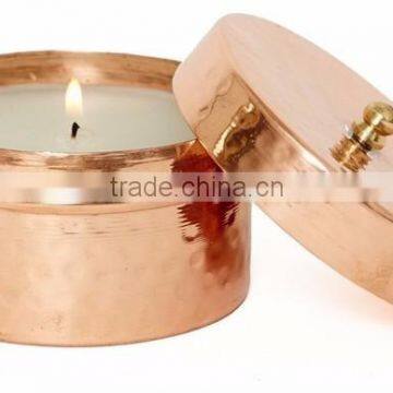 Copper Candle Holder Bowl with Lid