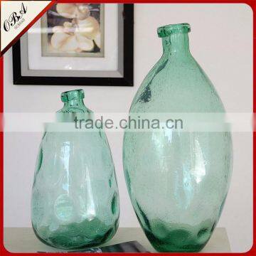Wholesale Home Decoration Green Clear Tall Glass Vase Handmade Bubble Process Glass Flower Bottle photo-2