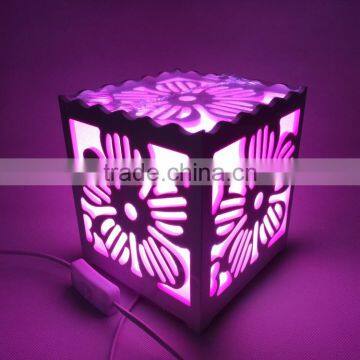 Wholesale Hot Sell Cube Hollow Out LED PVC Plastic Table Light With UK Plug For Bedroom Decorating