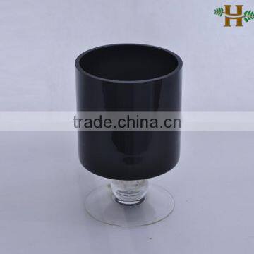 Stemmed Glass Vases Wholesale Black Wine Shaped Vase