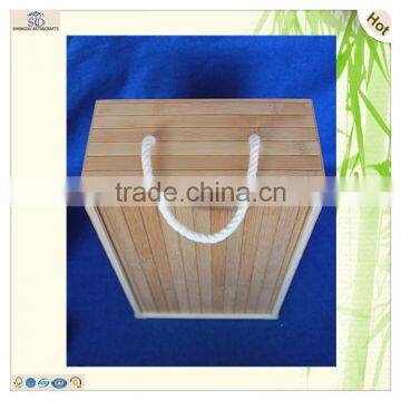 Double Bottles Packaging Unfinished Decorative Bamboo Wooden Wine Boxes photo-3