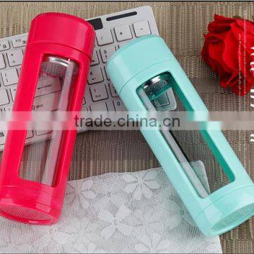 Top Quality Double Wall Mineral Fruit Infuser Glass Water Bottle