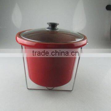 Stocklot glazed porcelain soup tureen with lid and iron hob