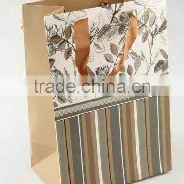 Printed Foldable Gift Bag With Stripe Patterns/ Shopping Paper Bag