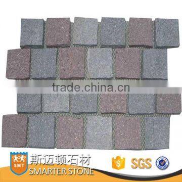 Natural stone paving tsone for driveway porphyry paving on mesh