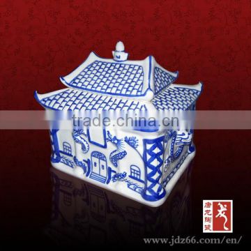 Blue and white porcelain design high quality ceramic marble urns for funeral made in China