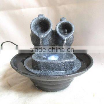 Resin table running water fountain with teapot & bowl decoration