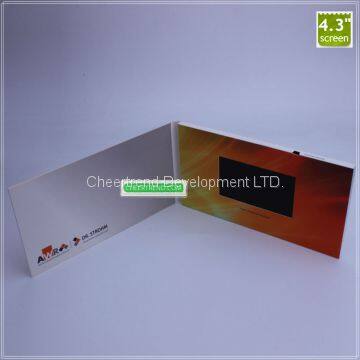 Beautiful design A5 size 4.3 inch lcd video brochure card,video greeting card module for gifts