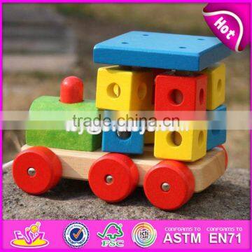 New Design Toddlers Building Blocks Wooden Pull Train Toy W05C072 photo-6