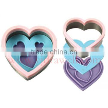 CC7522 Hearts 3 in 1 Silicone Steel Cookie Cutter Cookie Stencil cookie stamp