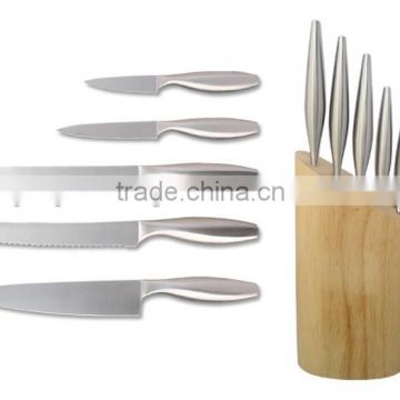 5-Pieces Knife set: 5 knives in full stainless steel/food contact grade + wooden knife block.