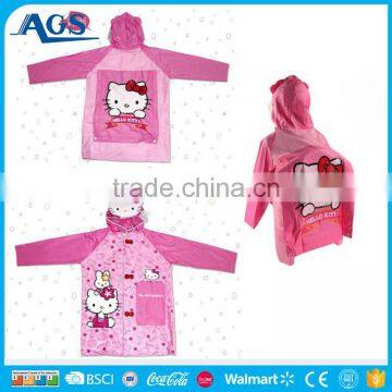 custom child pink pvc raincoat in low price