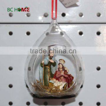 2015 resin figurine inside christmas round glass ball