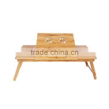 Aonong Bamboo Foldable Laptop Desk With Drawer &Tilting Top