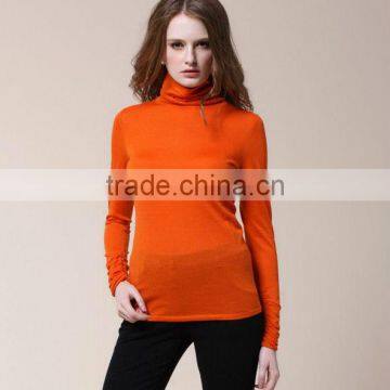 OEM Ladies Fashion Long Sleeve High-neck Solid Woolen Woman Pullover Sweater